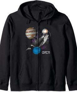 Orca Lover Astronaut Galaxy Space Ocean or Sea Animal Whale Zip Hoodie