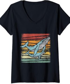 Womens Retro Orca V-Neck T-Shirt