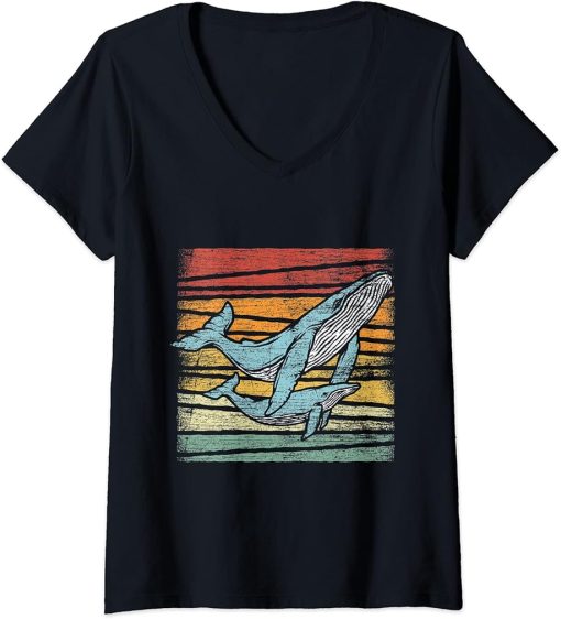 Womens Retro Orca V-Neck T-Shirt