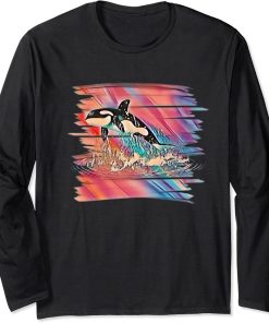 Orca Motif Whale Ocean Predator Design Animals Orcas Long Sleeve T-Shirt